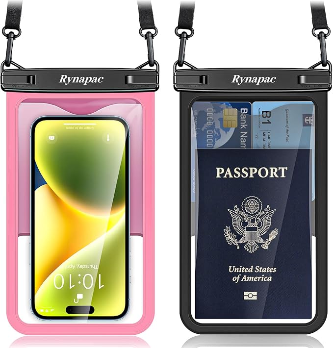 Waterproof Phone Pouch - 8.5in Waterproof Phone Case with Lanyard, IPX8 Cell Phone Dry Bag Beach Essentials for iPhone 16 15 14 13 12 Pro Max, Galaxy S24 S23 S22 S21 Series, 2 Pack