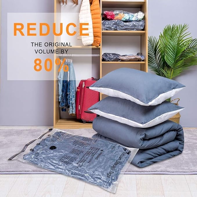 10 Large Vacuum Storage Bags with Electric Pump, Plastic Packaging Bags,Space Saver Bag for Clothes, Mattress, Blanket, Duvets, Pillows, Comforters, Travel