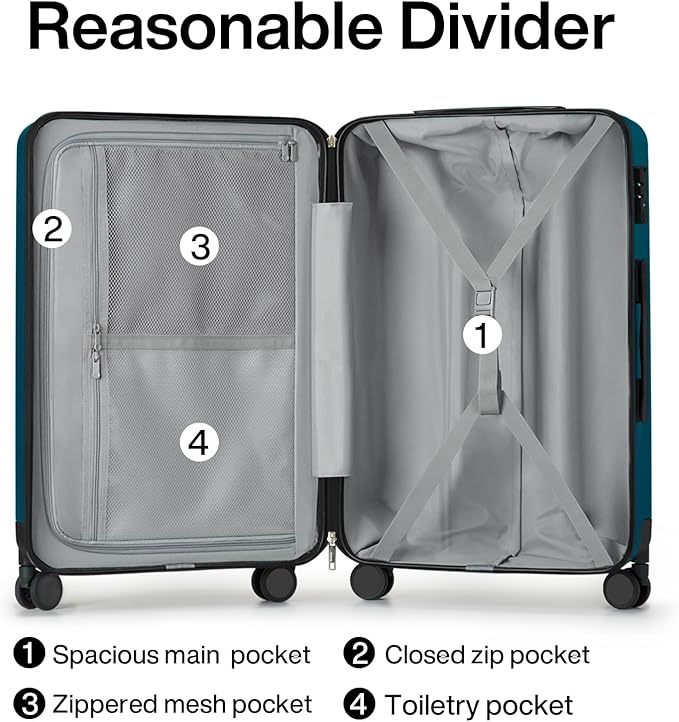Hanke Luggage Sets 2 piece Carry On Luggage with Wheels PC Hard Shell Suitcases Lightweight Checked Travel Luggage Large Travel Suitcase Woman Men 20/29 Inch(Caribbean Blue)