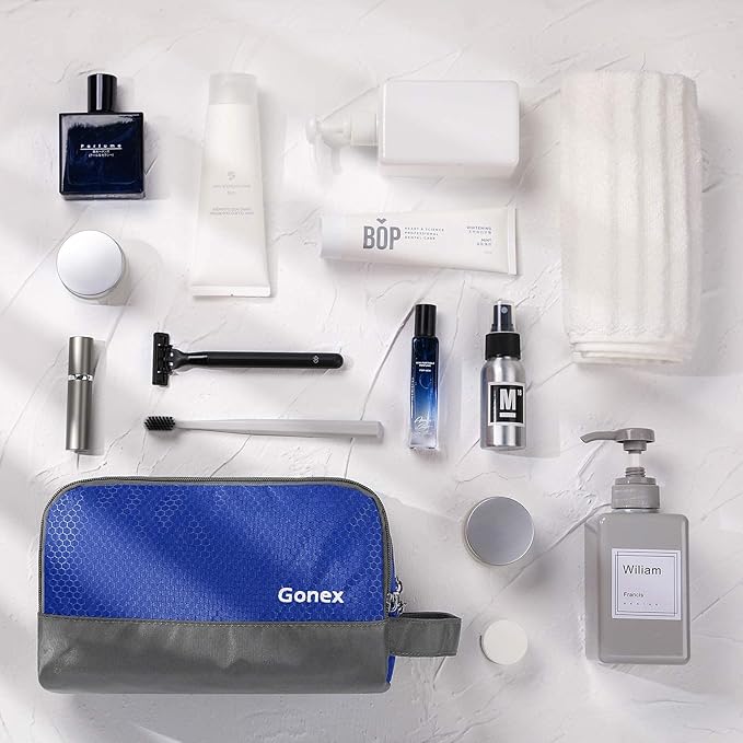 Gonex Travel Toiletry Bag Nylon, Dopp Kit Shaving Bag Toiletry Organizer Blue