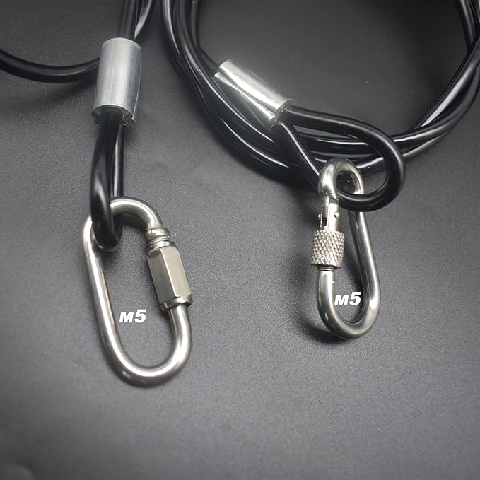 8FT 6mm Stainless Steel Security Cable Lock,Braided Steel Vinyl Coated Safety Cable Luggage Lock,Flexible Steel Cable Security Wire Rope Double Loop