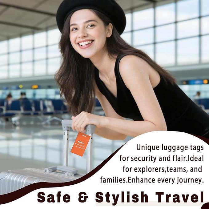 4PCS Personalized Luggage Tags for Travel Durable Aluminium Luggage Tags for Suitcases Custom Bag Tags for Backpacks Heavy Duty Personalized Name Tags for Birthday Gifts (Small,Yellow)