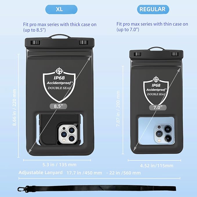 AiRunTech Waterproof Phone Pouch,Floating Waterproof Phone Case with Adjustable Lanyard,Beach,Cruise,Vacation Essentials,Summer Travel Phone Protector-2 Pack(Green + Black)