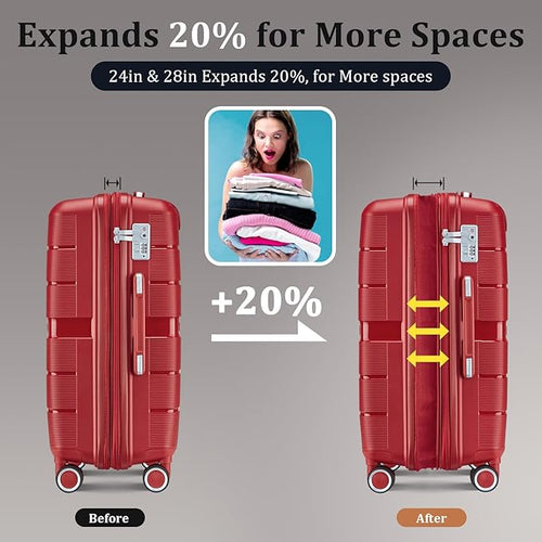 4-Piece Hardshell Luggage Set with TSA Locks, Expandable Suitcases and Silent Spinner Wheels - Vibrant Colors for Easy Identification (14/20/24/28 Inch) - Family Travel Suitcase Sets