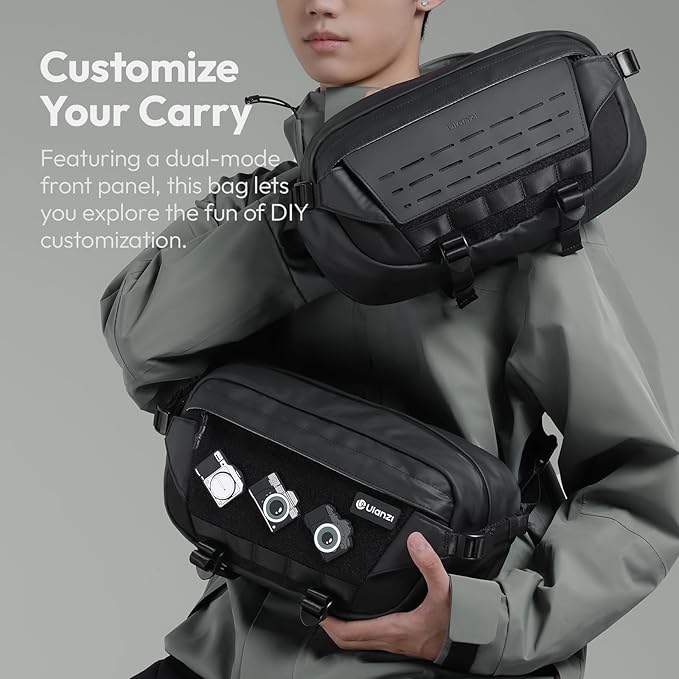 ULANZI Camera Sling Bag, Water-Resistant Camera Case with Tripod Holder, DSLR/SLR/Mirrorless Camera Bags Crossbody for photographers - Black 9L Capacity