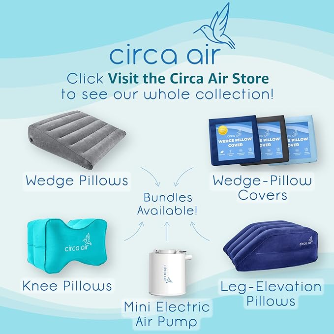 Circa Air Inflatable Knee Pillow for Side Sleepers - Orthopedic Knee Pillows for Sleeping, Sciatica Relief, Back Pain, Leg Pain, Hip or Joint Pain. Weighs Only 1.98 Oz Perfect for Travel/Home