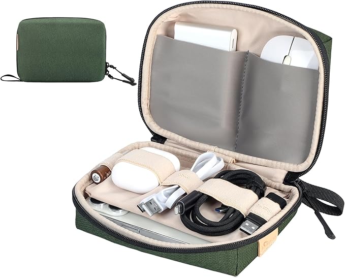 SIMTOP Electronics Organizer Cord Organizer Travel Case, Small Tech Bag for Cords, Chargers, Power Bank, Earbuds – Portable Cable Pouch for Office, Business Trip, Commute – Water & Scratch-Resistant