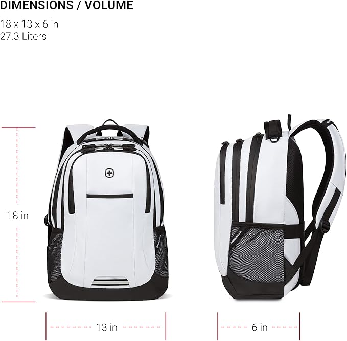 SwissGear Cecil 5505 Laptop Backpack, White, 18-Inch