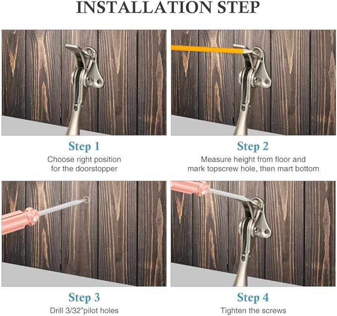 Door Stopper, One-Touch semi-Automatic Metal Door Stopper, with Non-Slip Rubber Tip for Wood, Concrete, Tiled, and Carpeted Floors (4inch x 1pack, Gold)