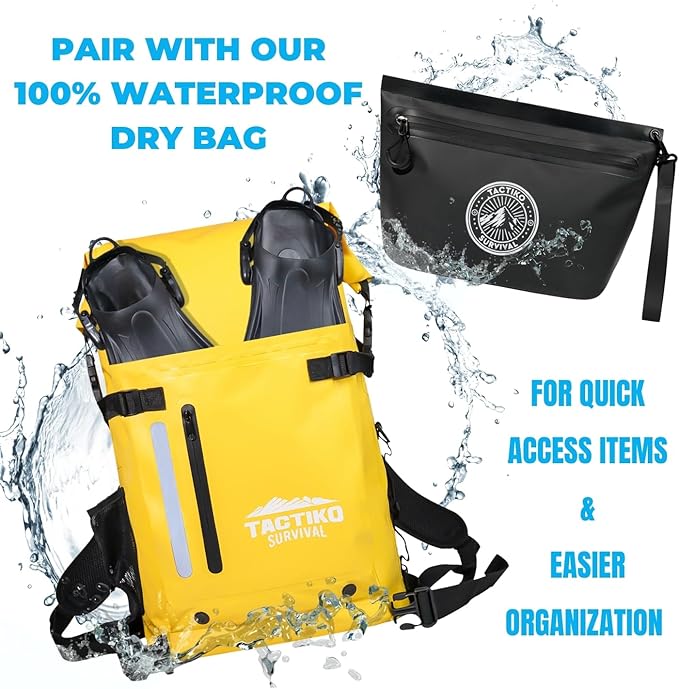 Tactiko Heavy-Duty Splash Water Resistant Zipper Pouches - 2L Hold-All Organizers for Dry Bags, Travel Bags (Black)