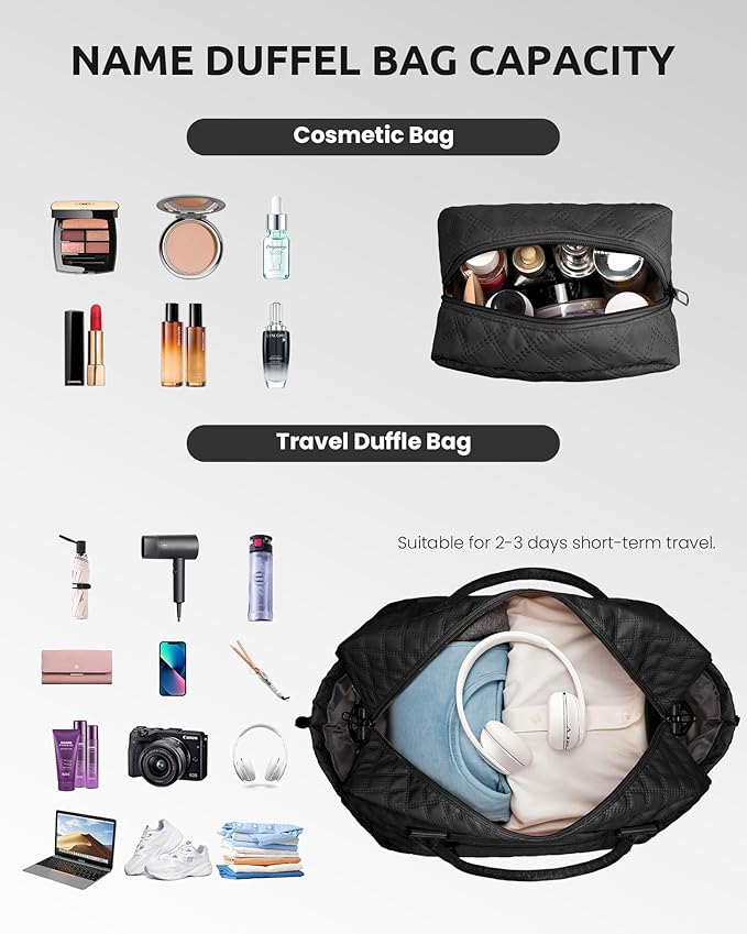 Birthday Gifts-for Women-Initial Duffle Bag with Shoe Compartment, Personalized Weekender Bag, Monogram Overnight Bag, Letter Travel Bag with Makeup Bag，Friend Wife Birthday Gift (Letter C)