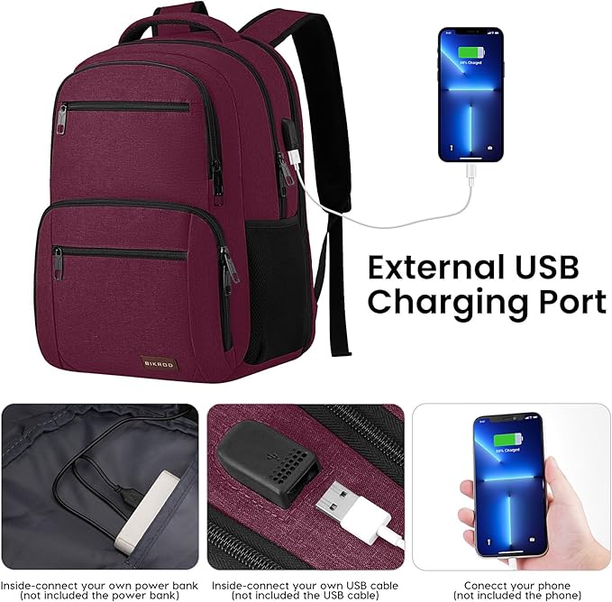 Backpack for Girls Women, School Backpack for Teen Boys, Lightweight Casual High School Bookbag, Daily-use Travel Laptop Backpack with USB Charging Port Fits 15.6 Inch Notebook