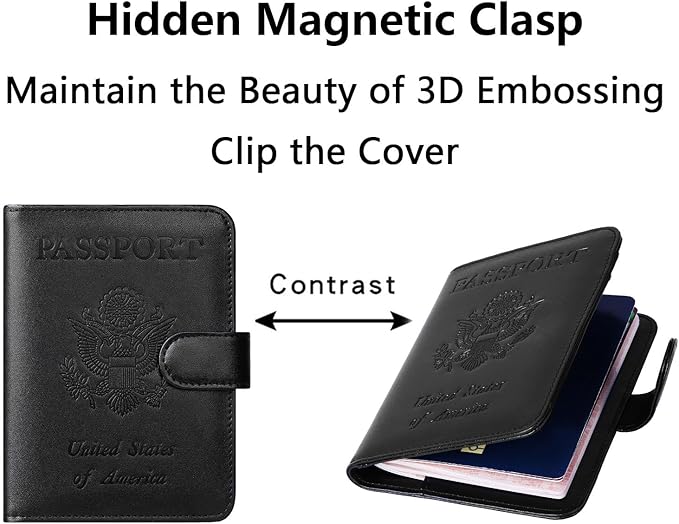 Airtag Passport Holder Cover Wallet RFID Blocking Leather Case Travel Essentials Luggage Accessories Travel Must Have(118#Black)