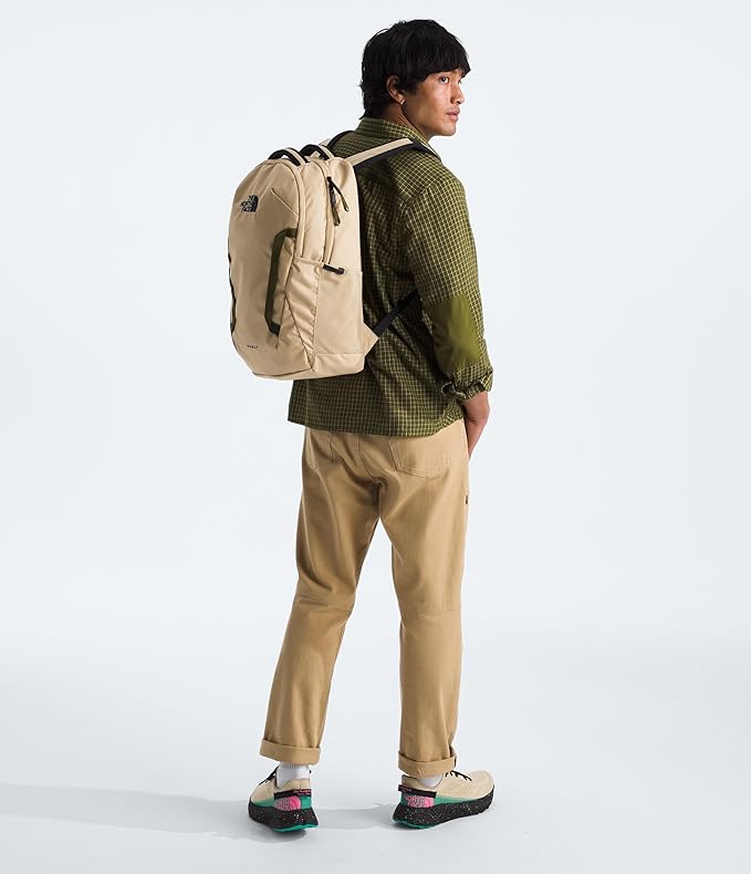 THE NORTH FACE Vault Everyday Laptop Backpack | Commuter Travel Bag with Water-Repellent Finish, Spacious Main Compartment, Khaki Stone/TNF Black, One Size