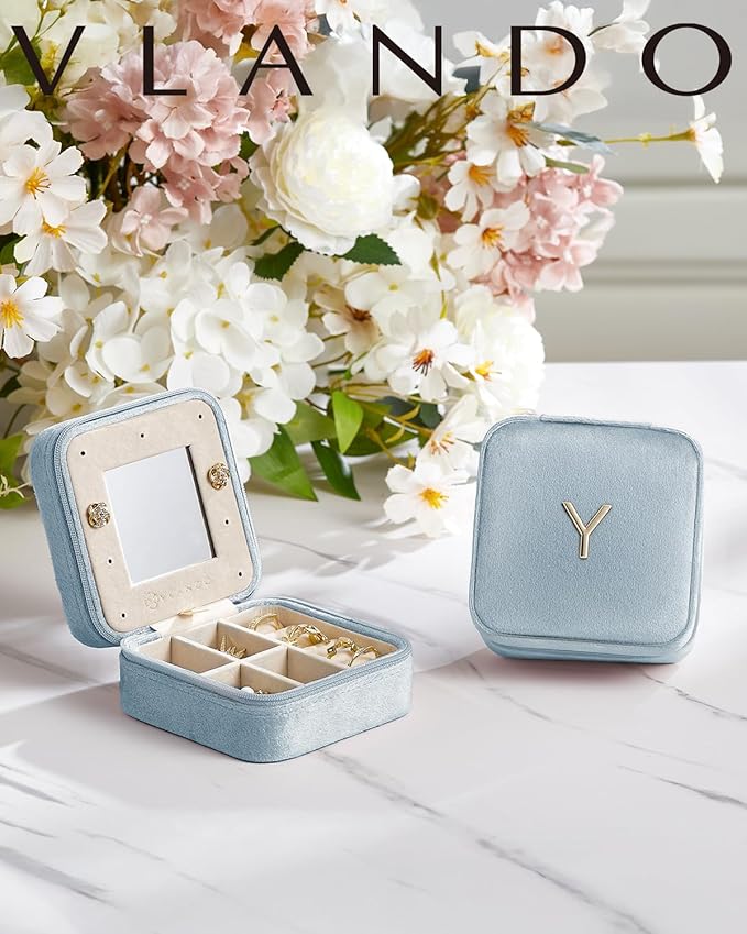 Vlando Travel Jewelry Organizer for Women - Necklace, Earring & Ring Organizer - Blue