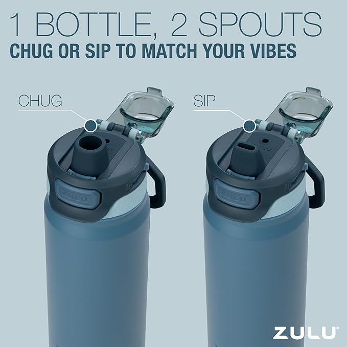 ZULU Powerfill Pro 40oz Stainless Steel Water Bottle with Quick Fill Lid, Triple Walled Vacuum Insulated Metal, Leak Proof Locking Lid, Sip and Chug, Reusable BPA Free, Evergreen
