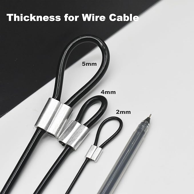 5 Pcs 5mm Wire 24 inch Vinyl Coated Stainless Steel Cable with Loops Short Wire Rope Lanyard Lock Security Chain Link for Outdoor Gates, Black(5mm x24inch)