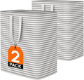 Lifewit 2 Pack Laundry Hamper Large Collapsible Laundry Baskets, Freestanding Waterproof Clothes Hamper with Easy Carry Handles in Laundry Room Bedroom Bathroom College Dorm for Adults, Gray, 2 x 100L