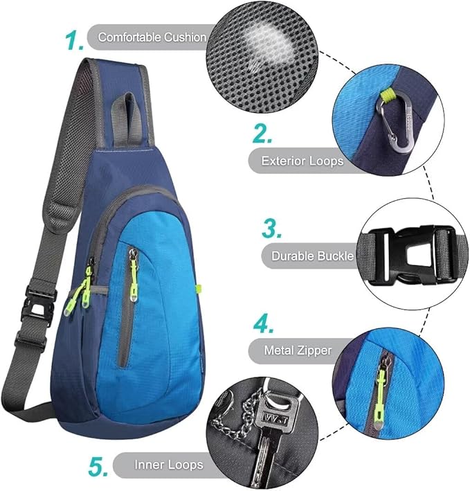 TITECOUGO Small Sling Bag, Lightweight Crossbody Backpack for Men Women, Shoulder Bag for Sports and Outdoor