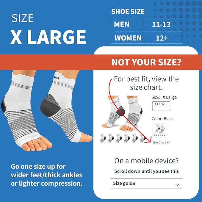 PAPLUS Ankle Brace Compression Socks (6 Pairs) for Men and Women. Plantar Fasciitis Socks with Foot Arch Support for Pain Relief