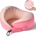 Travel Pillow, 100% Pure Memory Foam Travel Neck Pillow Airplane Neck Support Ergonomic Design for Traveling Suitable for Airplanes,Offices and Cars (Pink)