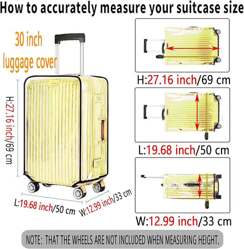 30 Inch Clear PVC Luggage Cover, 0.2mm Thick Lightweight Waterproof, Dustproof, Anti-Scratch Suitcase Cover, Luggage Covers for Suitcase TSA Approved, Fits 30"-31" Wheeled Luggage