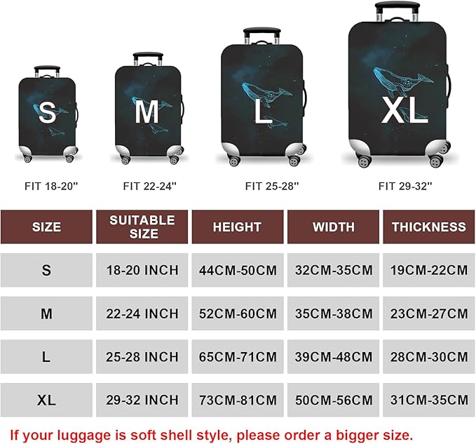 WUJIAONIAO Travel Luggage Cover Spandex Suitcase Protector Washable Baggage Covers (XL (for 29-32 inch luggage, dolphin)