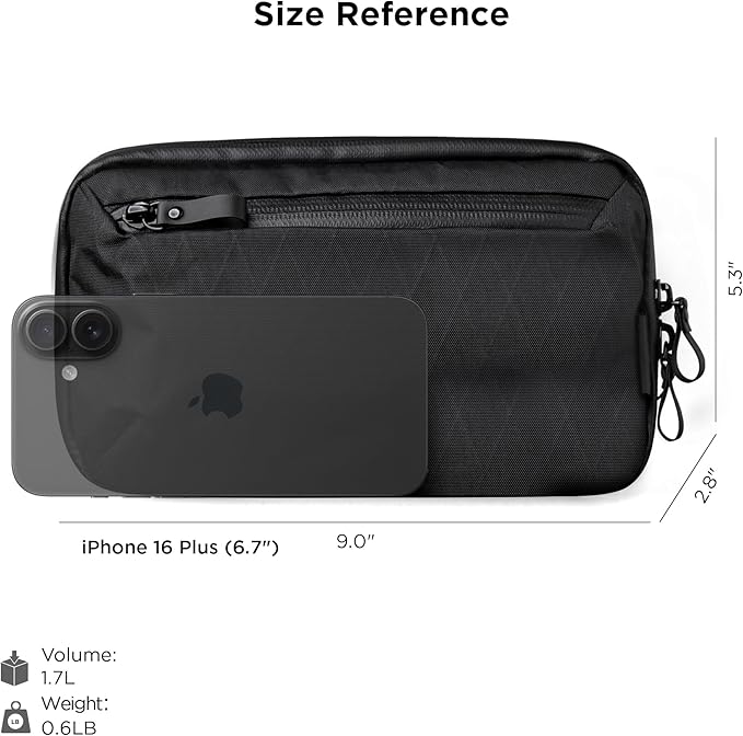 ALPAKA Elements Tech Case Mini X-Pac VX42 Black - Keeps You Clutter-Free - Sling Bag with Adjustable Strap, Weatherproof Fabric Fits Electronic Accessories, EDC Tech Organizer for Travel