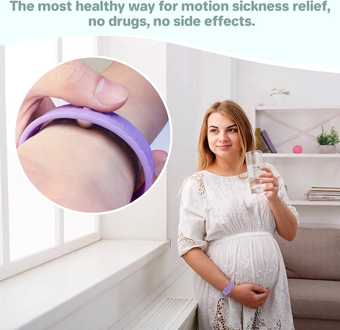 Hion Motion Sickness Bracelets Sea Sickness Wristbands for Motion Sickness/Morning Sickness/Pregnancy Nausea Anti Nausea Bands Acupressure Wristband Motion Sickness Bands（1Pair Starlight）