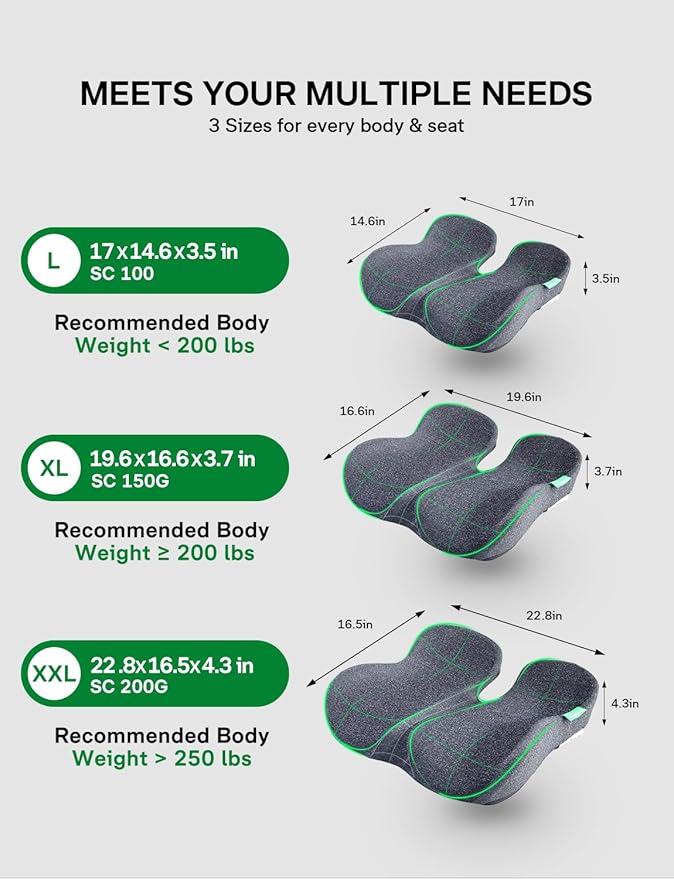 Medisana Seat Cushion, SC 100 Seat Cushions for Office Chairs, Car Seat, Wheelchair - Sciatica & Tailbone & Coccyx Pain Relief Pillow for Driver Sedentary, Christmas White Elephant Gifts for Adults