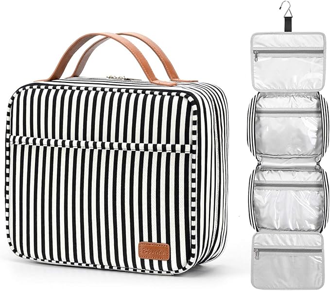 Hanging Travel Toiletry Bag,Large Capacity Cosmetic Travel Toiletry Organizer for Women with 4 Compartments & 1 Sturdy Hook,Perfect for Travel/Daily Use/Christmas