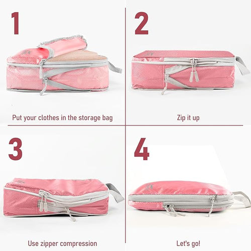 4-Piece Packing Cube Set - Lightweight Luggage Organizers for Travel, Vacation and Suitcases - Durable Accessories with Compression