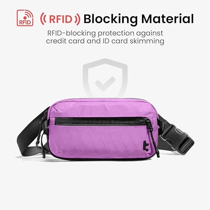 tomtoc 1.5L X-Pac Sling Bag with RFID Blocking, Crossbody Bag Minimalist Chest Shoulder Pack for Men/Women, Water-resistant Lightweight Casual Funny Pack for Travel, Daily Commute