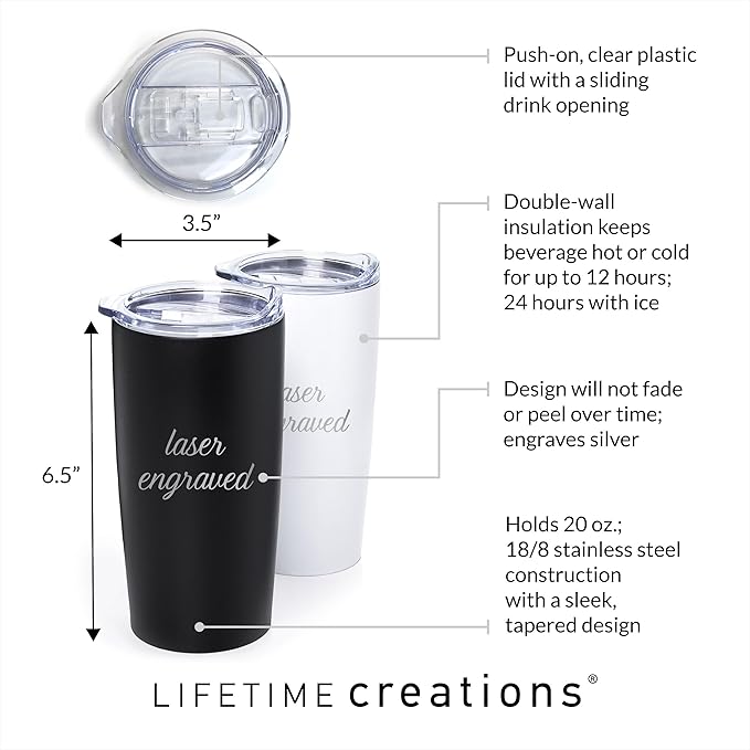 Lifetime Creations Engraved Hockey Coach Tumbler: Hockey Coaches Gifts, Hockey Coach Thank You Gift Ideas, Appreciation Gift, Insulated Stainless Steel (Matte Black, 20 Ounce Travel Mug)