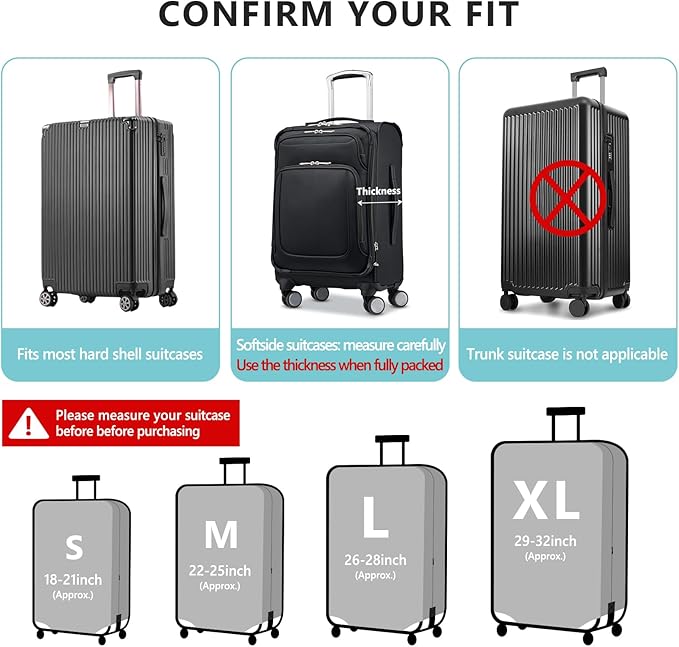 Travelkin Luggage Covers For Suitcase Tsa Approved,Suitcase Cover Protector Fit 18-32 Inch Luggage (Blue Wave, XL)