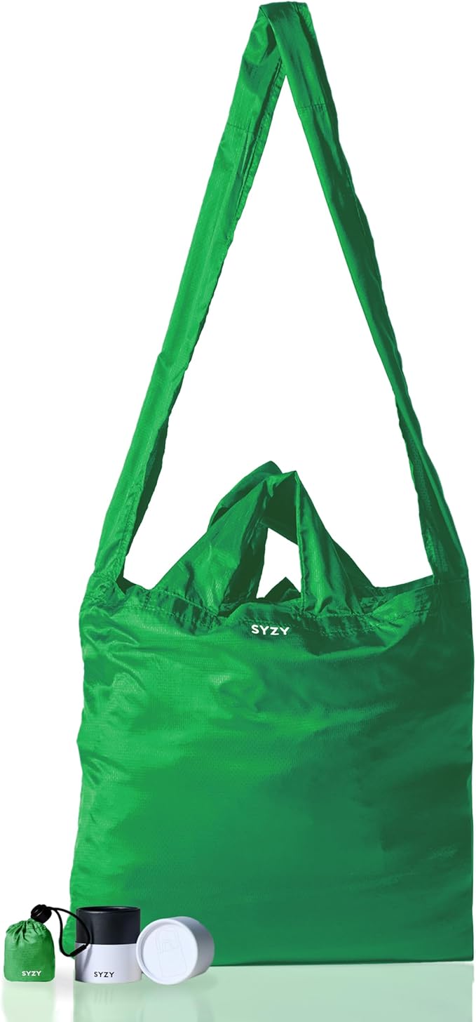 SYZY World's Most Compact Travel Tote Bag Portable Shopping Beach Market Bag - Reusable Collapsible Stuffable