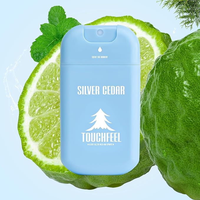 Power Mist Hand Sanitizer Spray, Scented Hydrating Hand Sanitizers Travel Size Refillable, Pocket Portable 3-Pack (Mint Reverie, Silver Cedar, Citrus mist at dawn) 0.93Fl Oz Each
