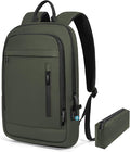 Business Backpack for Men Lightweight Commute Laptop Backpack Anti-Theft Water Resistant Backpack for 15.6 Inch Computer for Daily Office Work with Small Bag (Green)