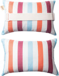 Outdoor Beach Chair Head Resting Pillow, Pool Lounge Chair Pillows with Insert and Adjustable Elastic Stripe for Recliner Sunbrella Neck Attachment, 2 Pack Size 11”*16” Strip II Red