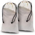 ZENPAC Travel Shoe Bag, Beige Duster Flannel Pouch Drawstring Closure, Washable Breathable Cotton Fabric for Cowboy Boot Storage, Luggage, 12x17, 2 Pack