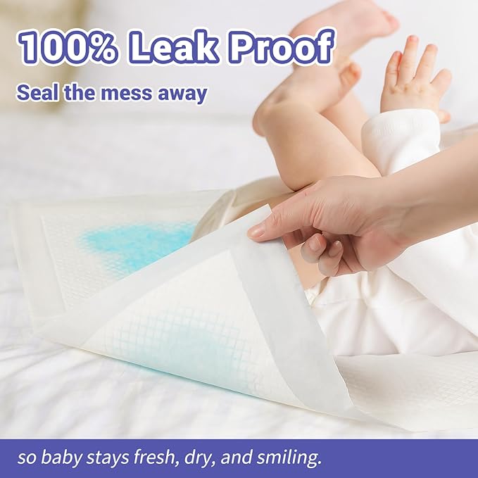 100 Pack Disposable Changing Pads for Baby [24" x 18"] Super Absorbency Disposable Underpads Large Bed Pads Absorbent Fluff Protective Table Pads Disposable Diaper Changing Pads, Leakproof