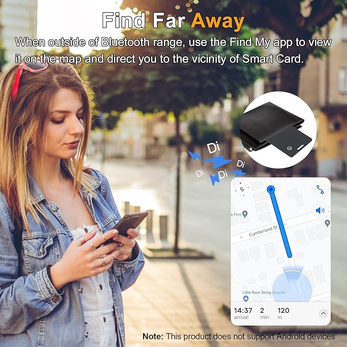 [Apple MFi Certified] LBPRT Air Card Tag Rechargeable Wallet Tracker Thin 1.6mm, Item Finder Work with Apple Find My APP (iOS Only, Android not Supported) Smart Locator for Luggage Suitcase, Purse,Bag