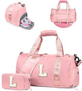 7 Year Old Girl Birthday Gifts Granddaughter-Girl Gym Bag with Shoe Compartment, Kid Personalized Weekender Overnight Bags, Travel Tote with Makeup Pouch, Niece Girls Birthday Gift (Letter L)