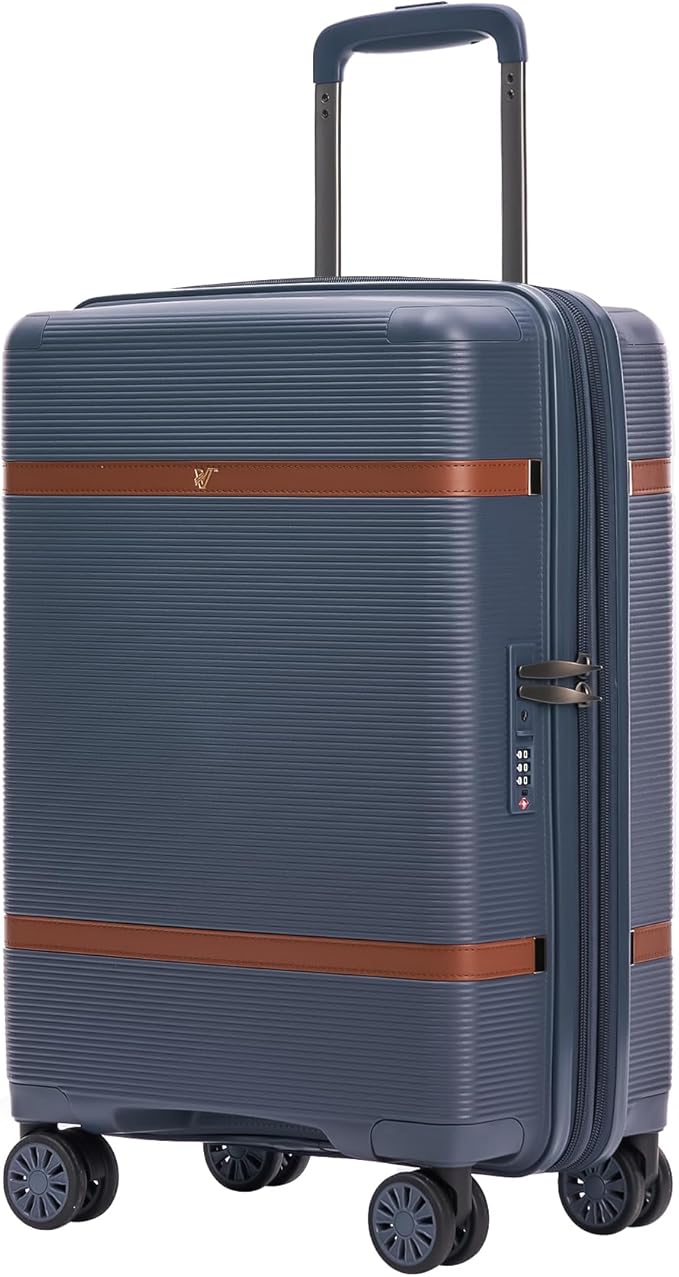 Verage Florence Hardside Carry-On Luggage with Spinner Wheels, Lightweight Expandable Suitcase with TSA Lock, Artist-Inspired Stylish Travel Luggage for Women, 20-Inch, Midnight Blue