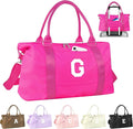 Overnight Bag for Kids Teen Girls Weekender Dance Bag Birthday Graduation Gifts,Initial Travel Duffel Bag Sports Gym Bag Personalized Weekender Bag Carry On Bags Preppy Gifts for Women(Hot Pink, G)