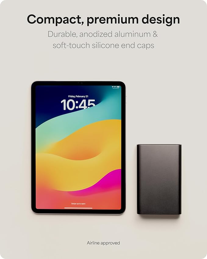 Mophie Powerstation Pro 20,000mAh Power Bank (Gen 3) – Ultra-Fast USB-C PD, 45W Output, Charges 3 Devices, Up to 4 Phone Charges, LED Indicator, Premium Anodized Aluminum Body, Black