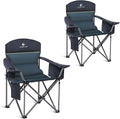 ALPHA CAMP Oversized Camping Chair Heavy Duty Lawn Chair with Cooler Bag Support 450 LBS Steel Frame Collapsible Padded Arm Quad Lumbar Back Folding Chair for Lawn Outdoor