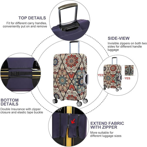 7-Mi Travel Trolley Case Cover Protector Suitcase Cover 22"-24" Trolley case Luggage Storage Covers for Men Women, Retro