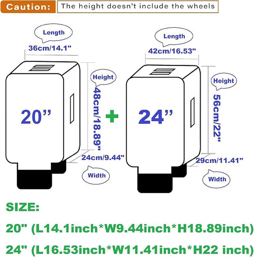 2pcs Clear PVC Suitcase Covers Protectors Transparent Luggage Cover Waterproof Wheeled Suitcase Dust Cover Dustproof Travel Luggage Sleeve Protector 20"+24"(2PCS)