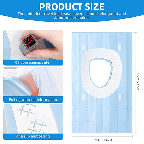 55 Pack Toilet Seat Covers Disposable 16x24 Inch XL Portable Toilet Liners Travel Seat Cover for Outdoors,Hotel, Hospital, Travel, Public Toilet Seat Cover (55 Pack, XL)